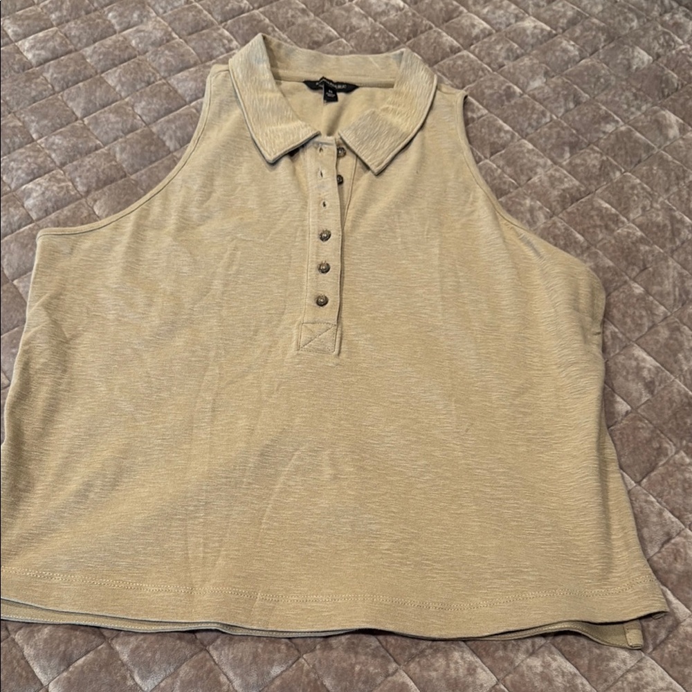 Banana Republic Tan Sleeveless Polo Crop Top